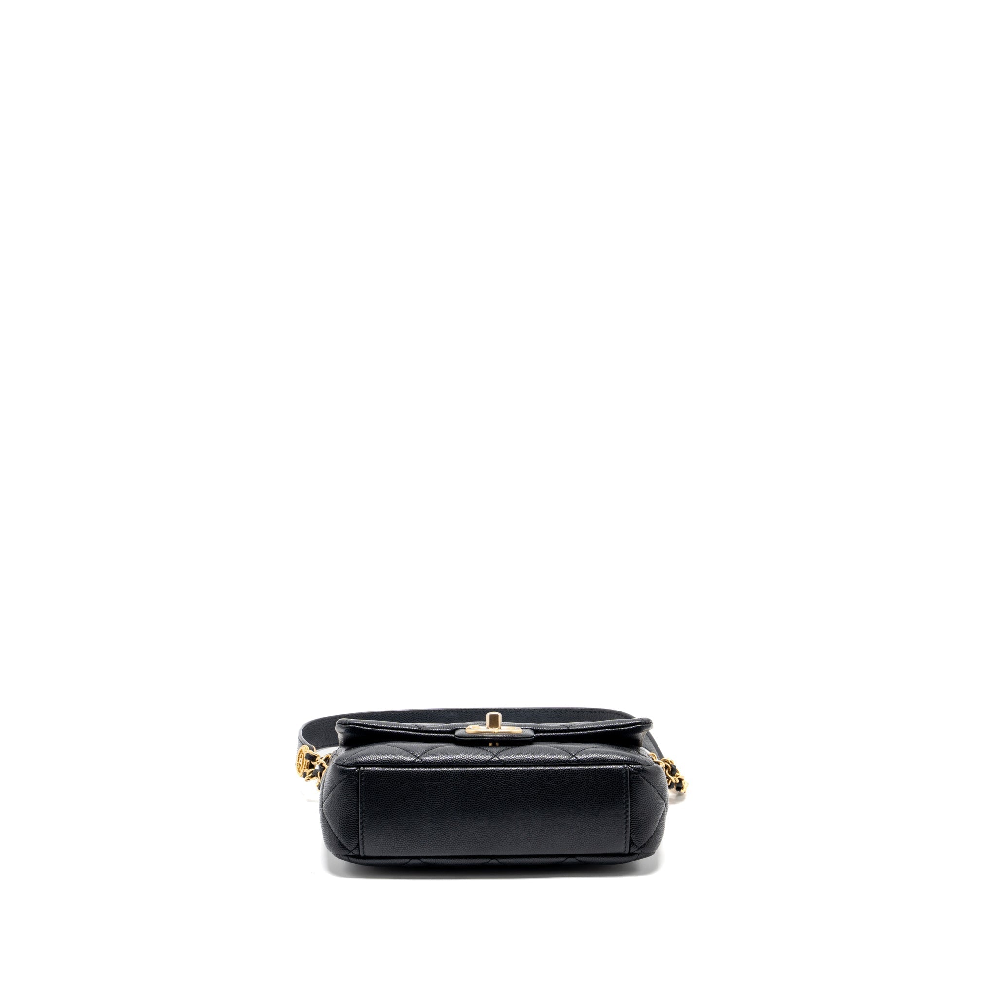 Chanel Twist your button quilted flap bag caviar black  (microchip)