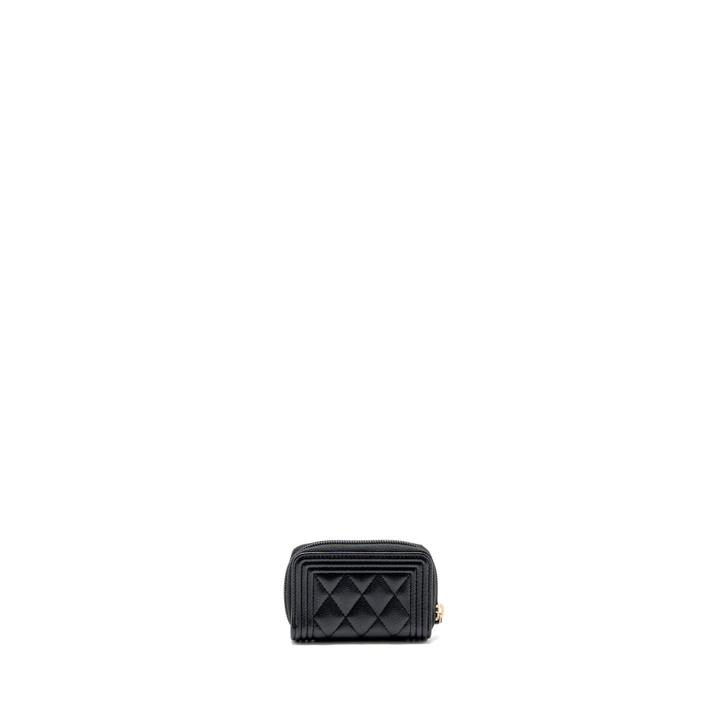 Chanel boy zip card holder caviar black