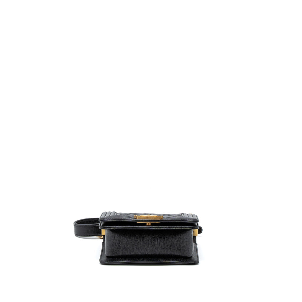 Chanel Super Mini Boy Bag Caviar Black Brushed  (Microchip)