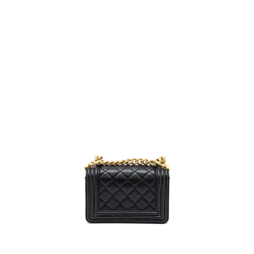 Chanel Super Mini Boy Bag Caviar Black Brushed  (Microchip)