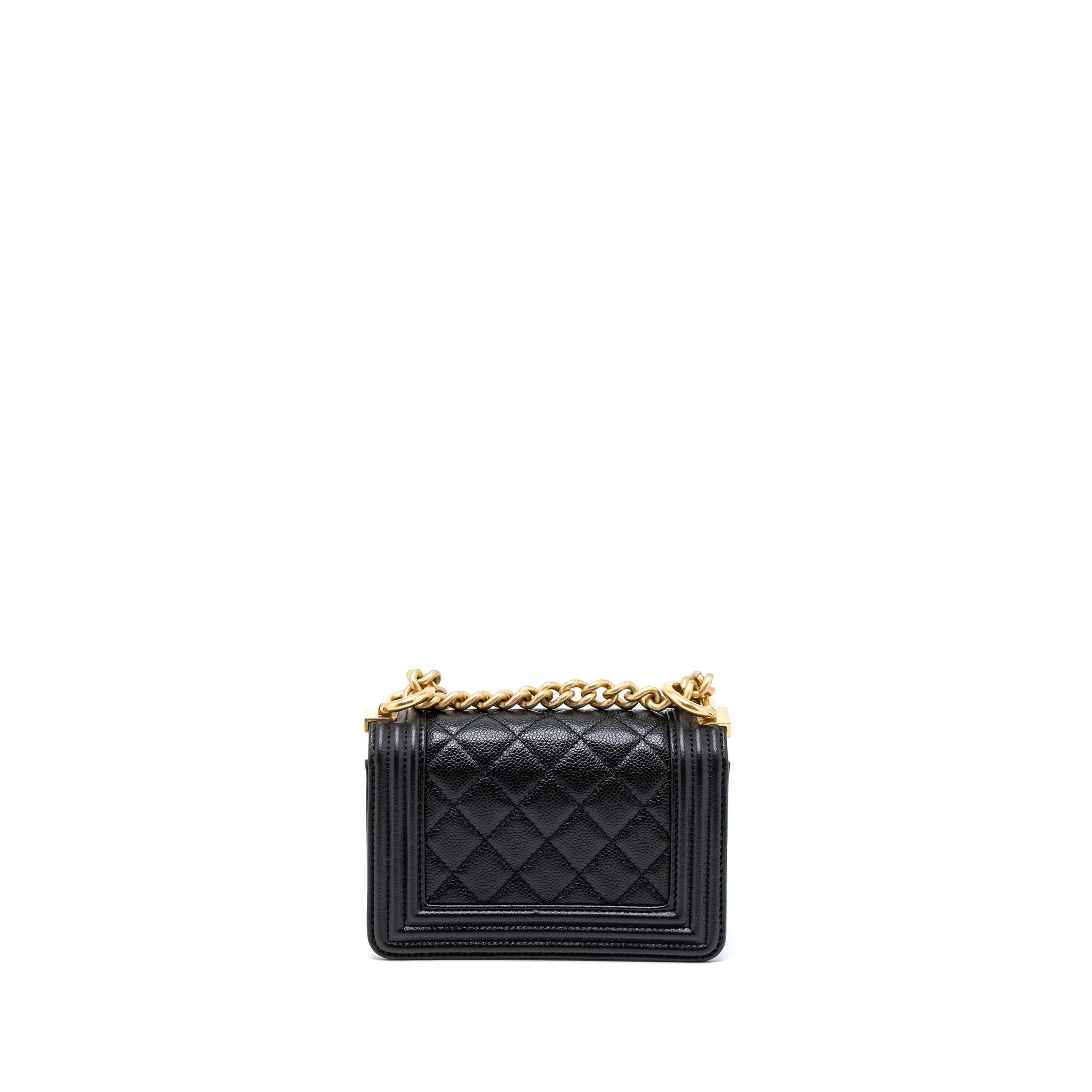Chanel Super Mini Boy Bag Caviar Black Brushed  (Microchip)