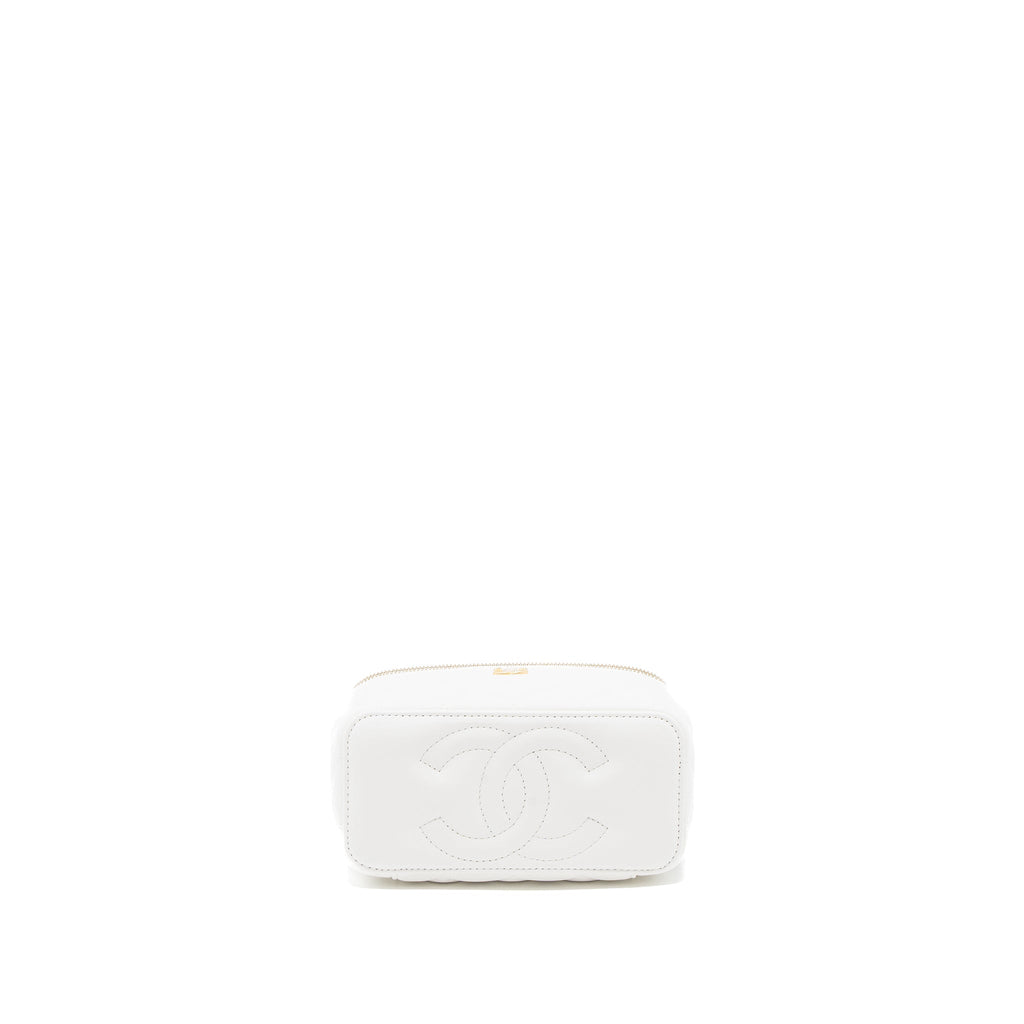 Chanel Pearl Crush Long Vanity with Chain Lambskin White Brushed  (Microchip)