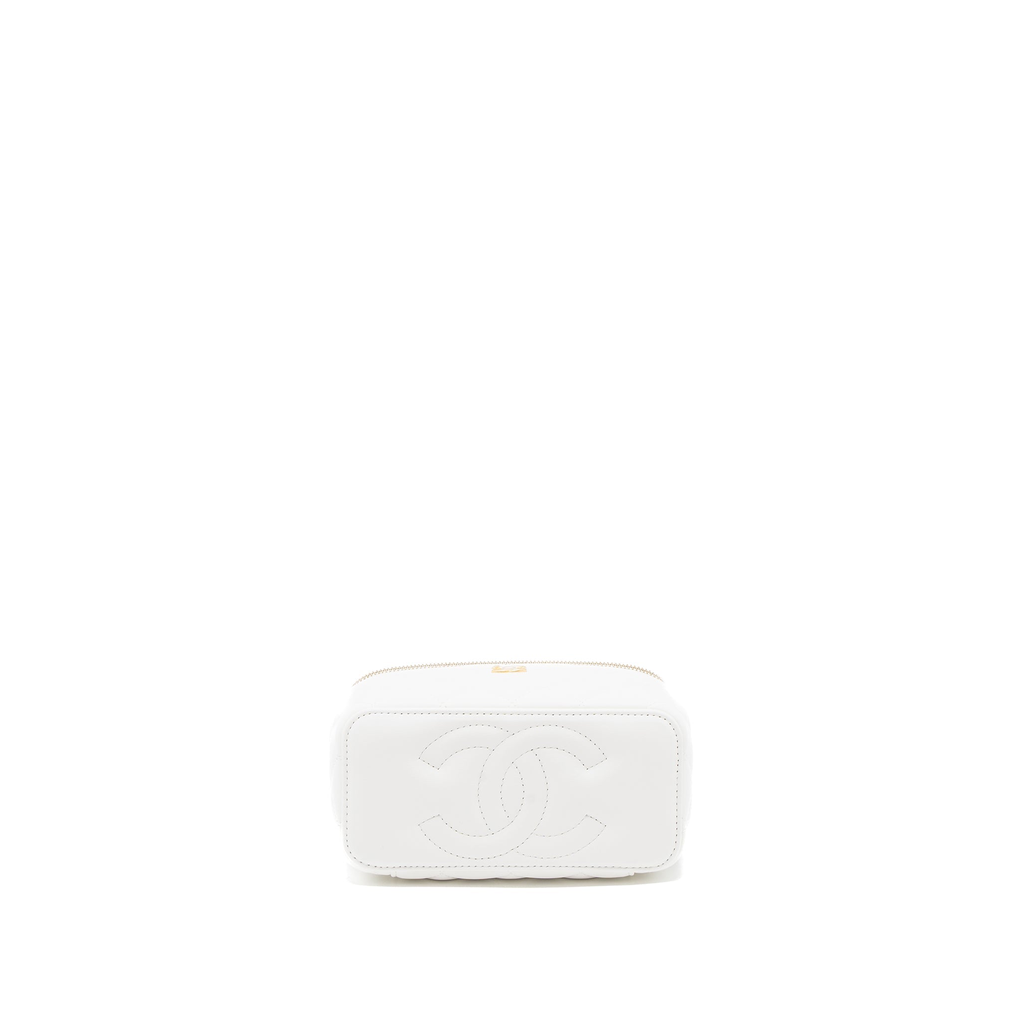 Chanel Pearl Crush Long Vanity with Chain Lambskin White Brushed  (Microchip)