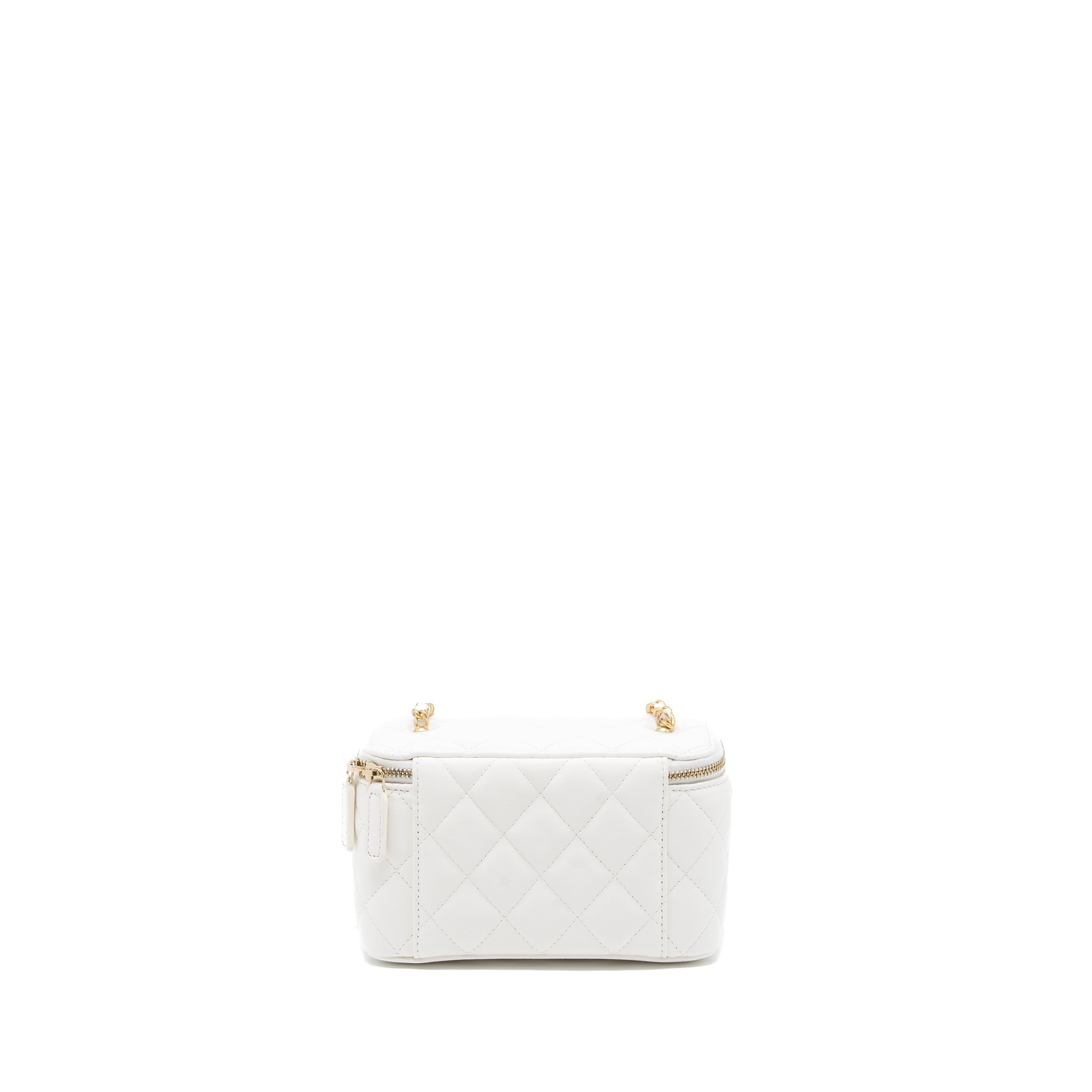 Chanel Pearl Crush Long Vanity with Chain Lambskin White Brushed  (Microchip)