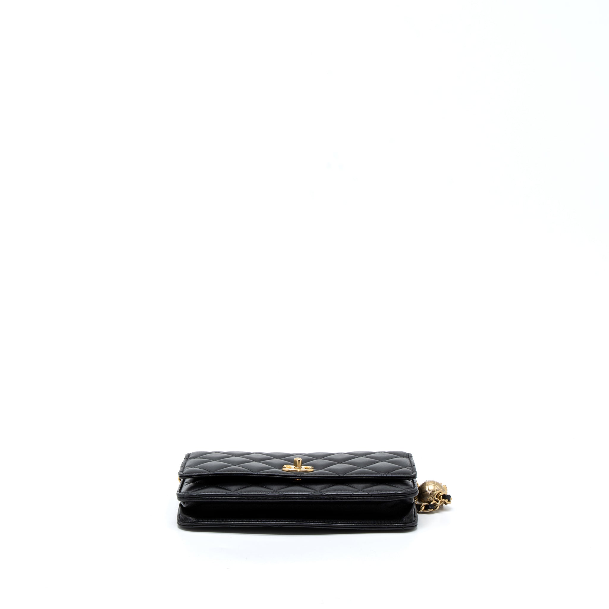 Chanel Pearl Crush Wallet On Chain Lambskin Black Brushed  (Microchip)
