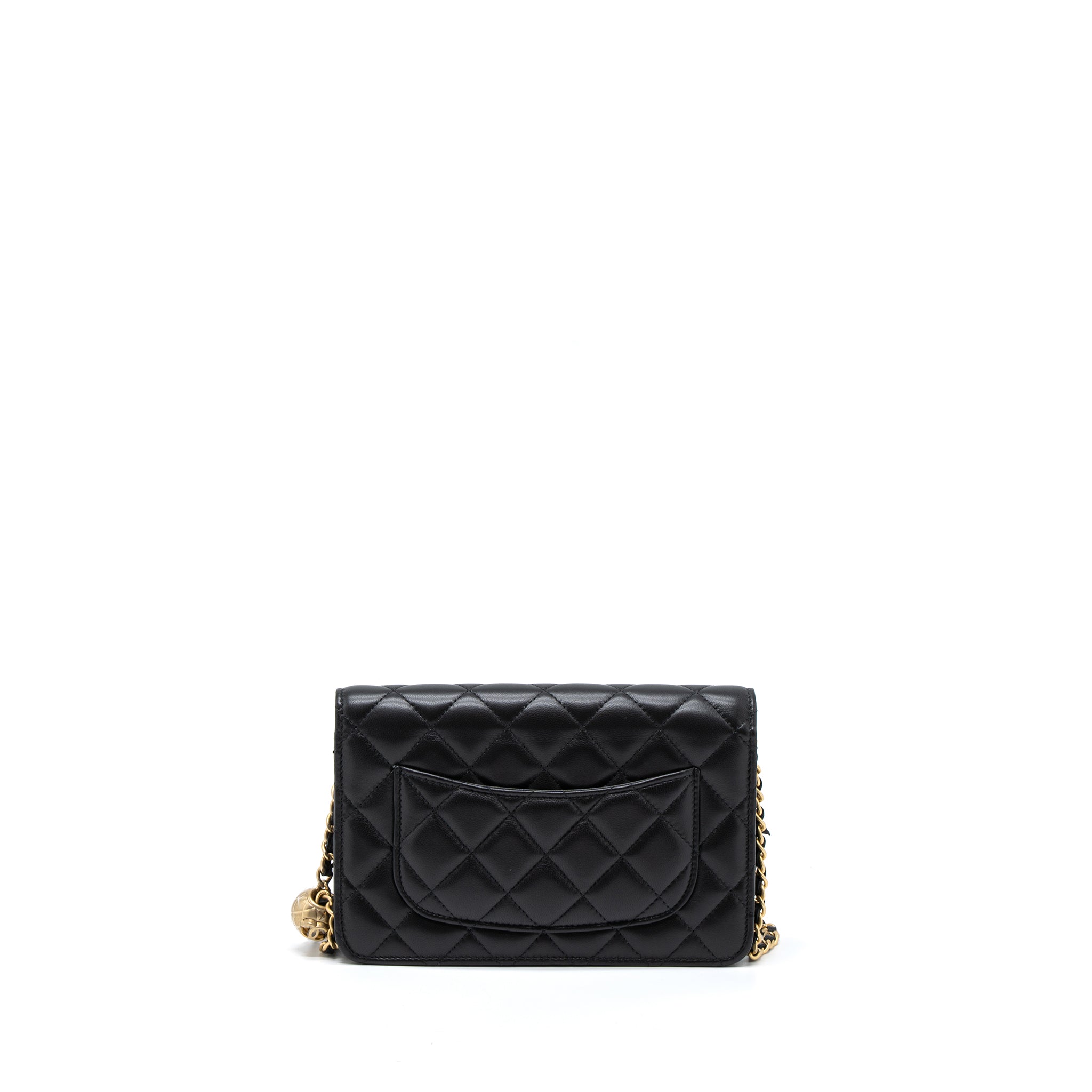 Chanel Pearl Crush Wallet On Chain Lambskin Black Brushed  (Microchip)