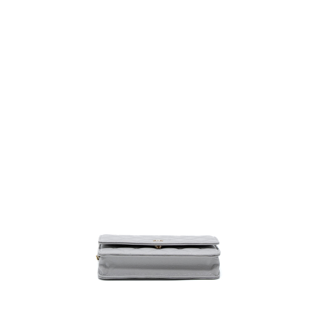 Chanel Classic Wallet on Chain Caviar Light Grey L (Microchip)