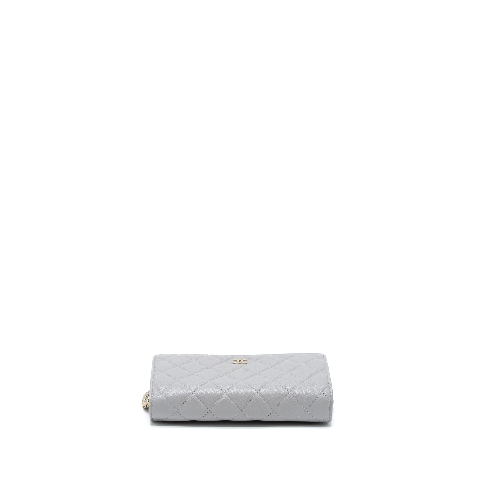Chanel Classic Wallet on Chain Caviar Light Grey L (Microchip)