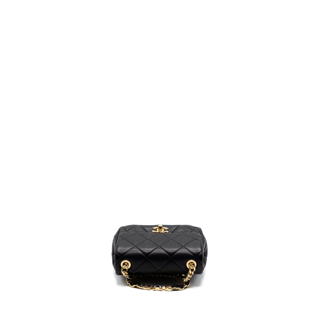 Chanel Round Handle Mini Square Crossbody Bag Lambskin Brushed (Microchip)