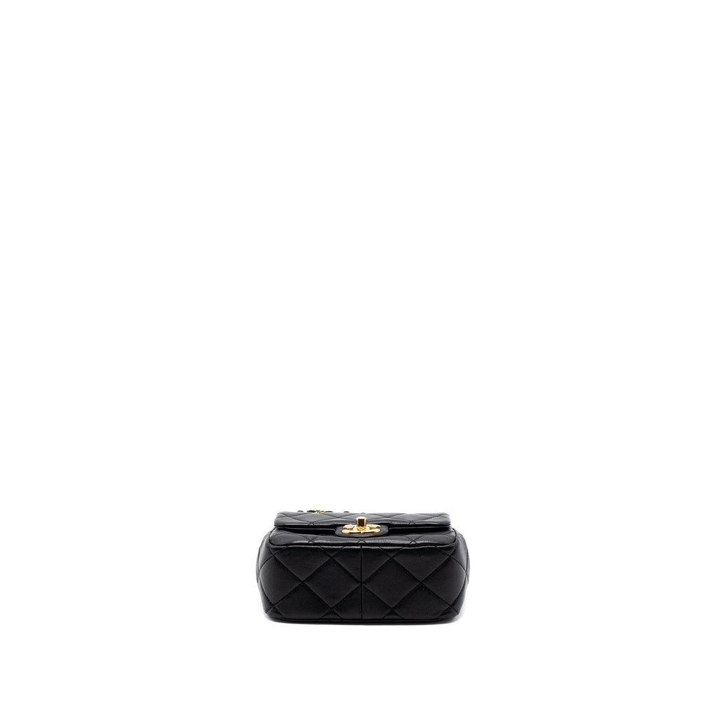 Chanel Round Handle Mini Square Crossbody Bag Lambskin Brushed (Microchip)