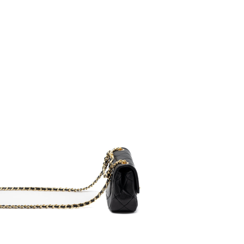 Chanel Round Handle Mini Square Crossbody Bag Lambskin Brushed (Microchip)