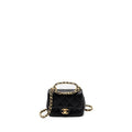 Chanel Round Handle Mini Square Crossbody Bag Lambskin Brushed (Microchip)