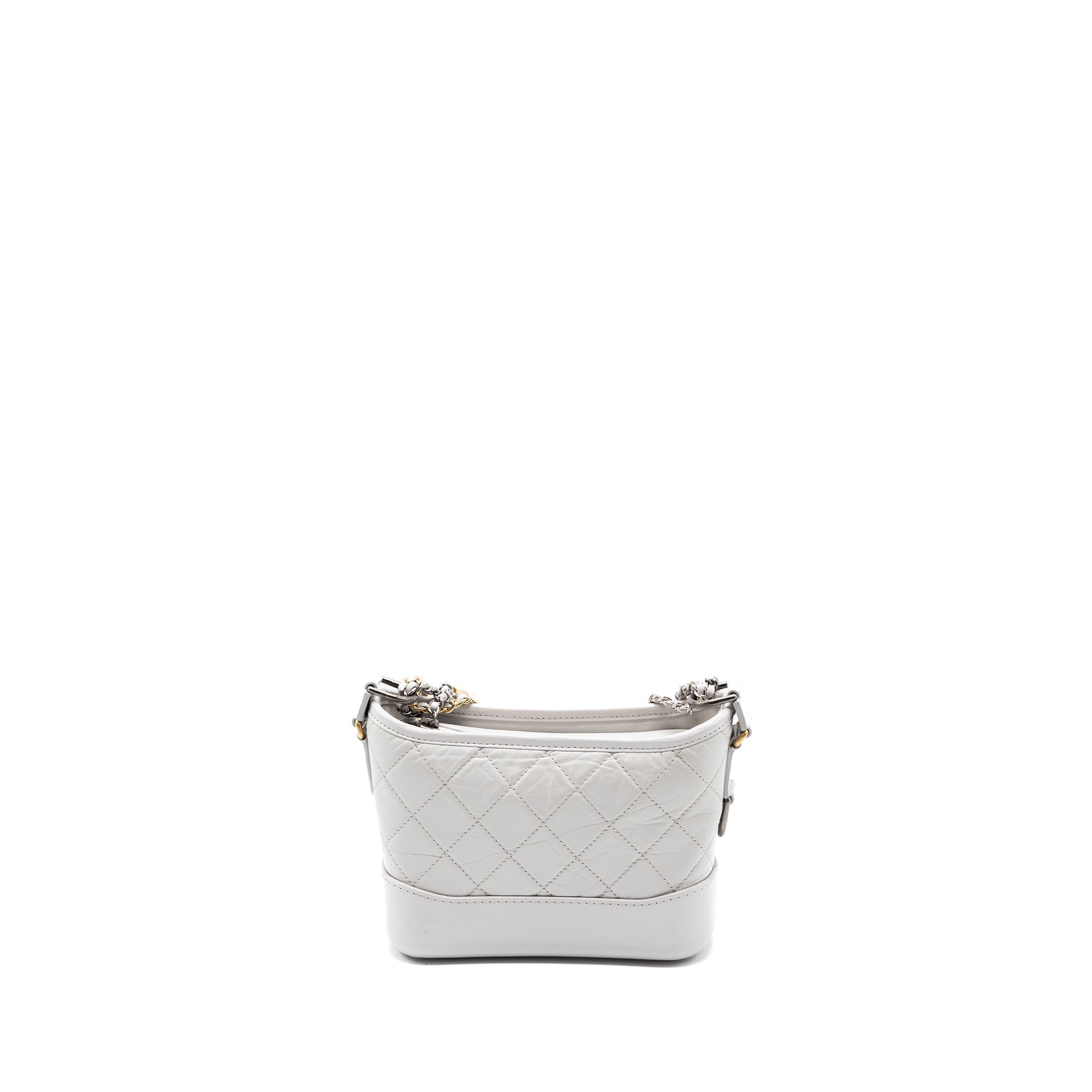 Chanel Small Gabrielle Hobo Bag Aged Calfskin Light Grey
