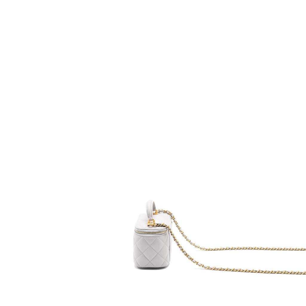 Chanel Top Handle Mini Vanity With Chain Light Grey