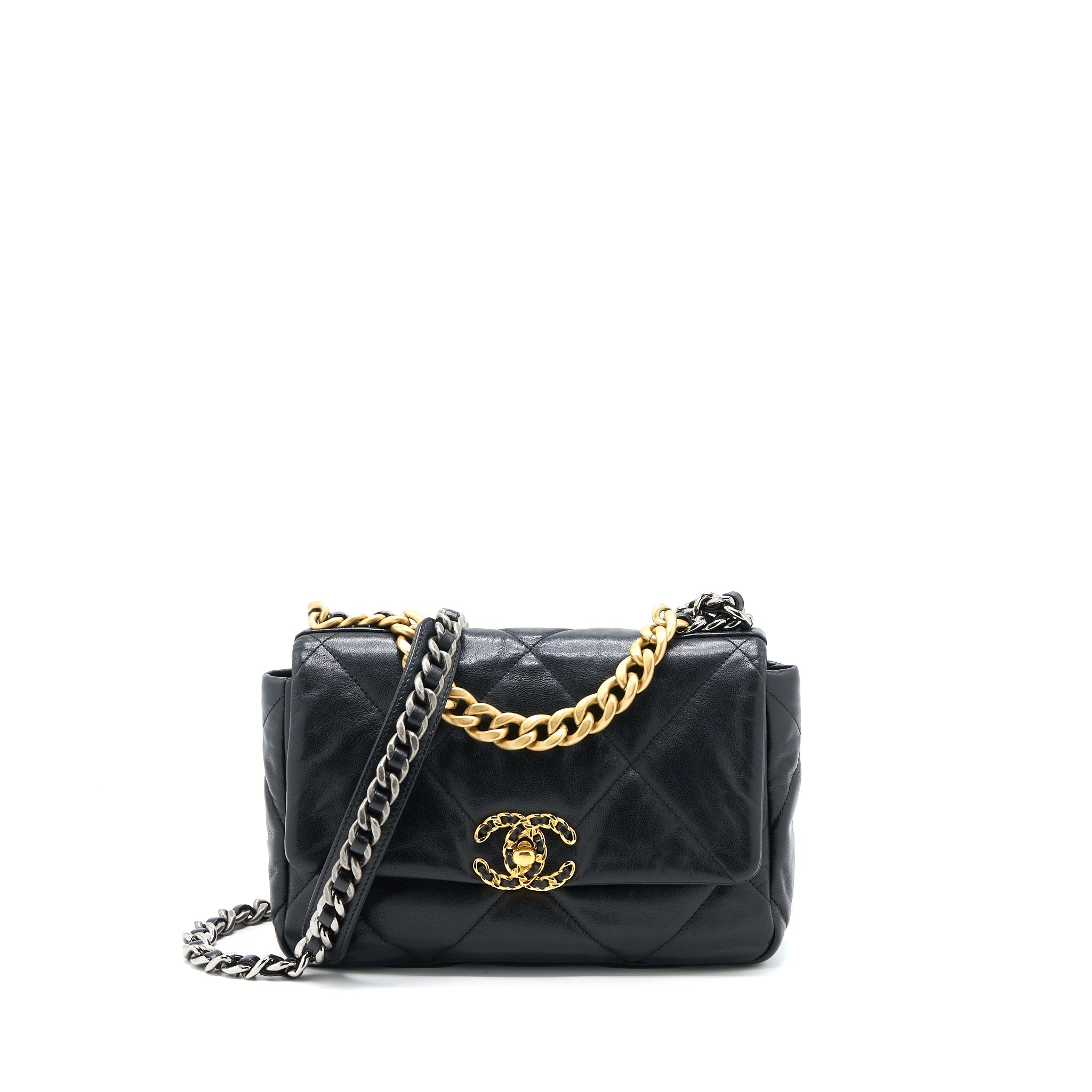 Chanel Small 19 Bag Goatskin Black