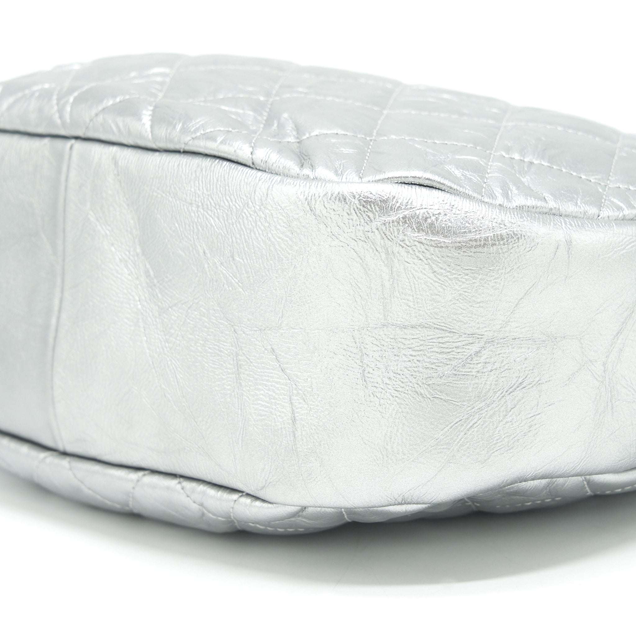 Chanel Small 31 Bag Quilted Crumpled Calfskin Metallic Silver
