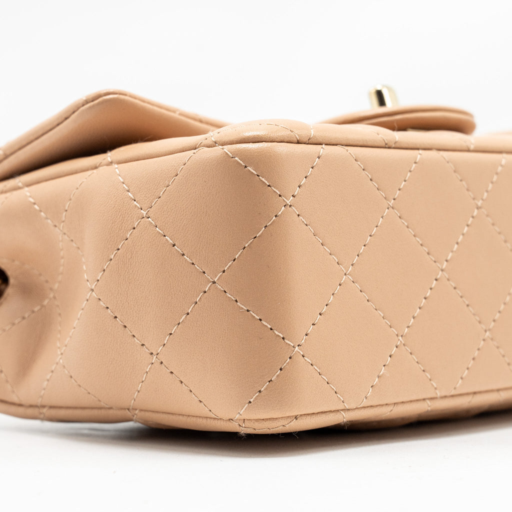 Chanel Mini Rectangular Flap Bag Lambskin Light Beige L (microchip)