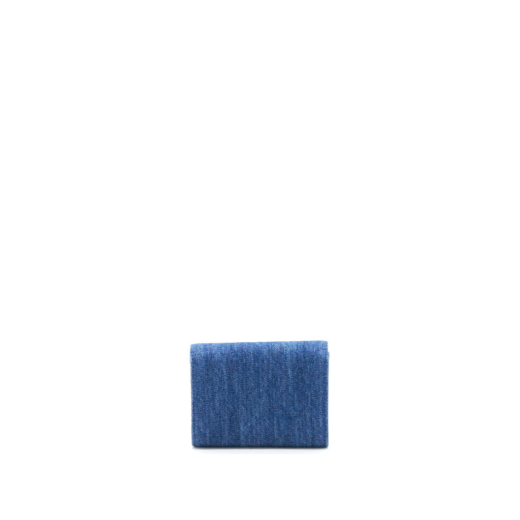 Chanel Flap Card Holder Camellia Denim Blue