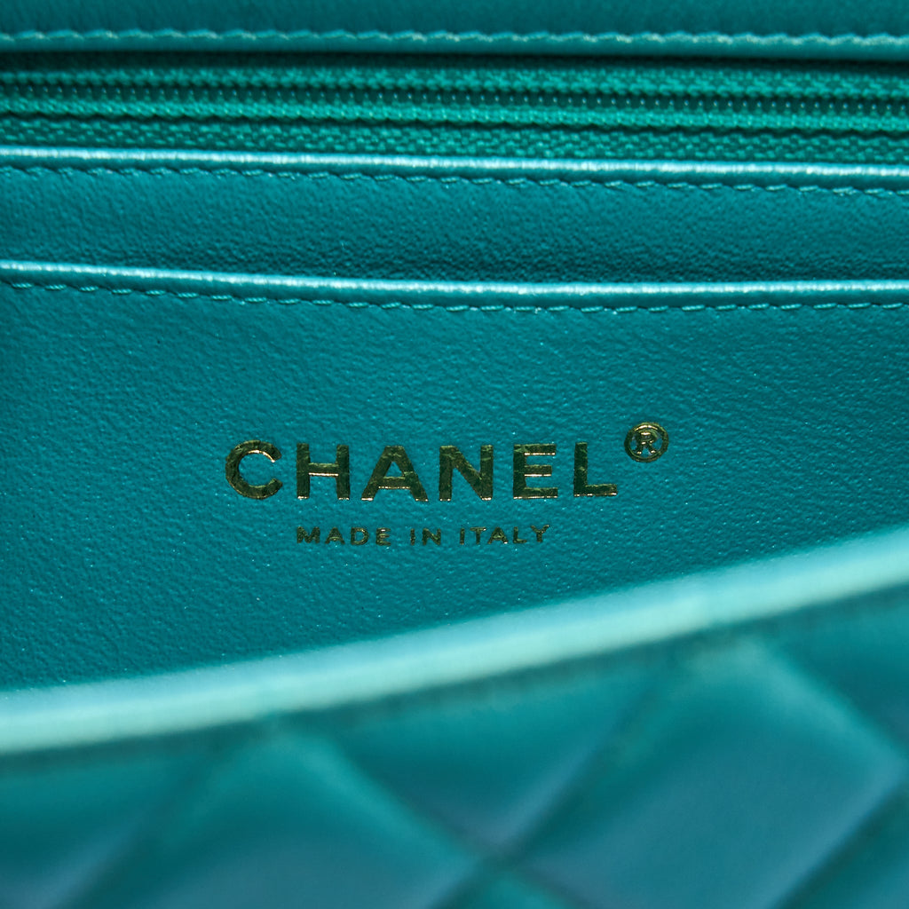 Chanel 21S Mini Rectangular Flap Bag Calfskin Iridescent Green L