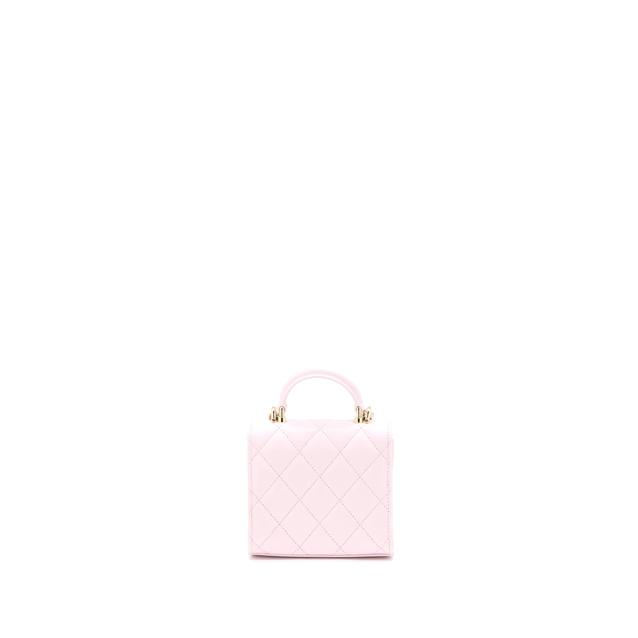 Chanel Top Handle Mini Flap Bag with Chain Lambskin Light Pink L