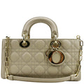CHRISTIAN DIOR Lady D-Joy Medium Cannage Lambskin Chain Shoulder Bag Sand