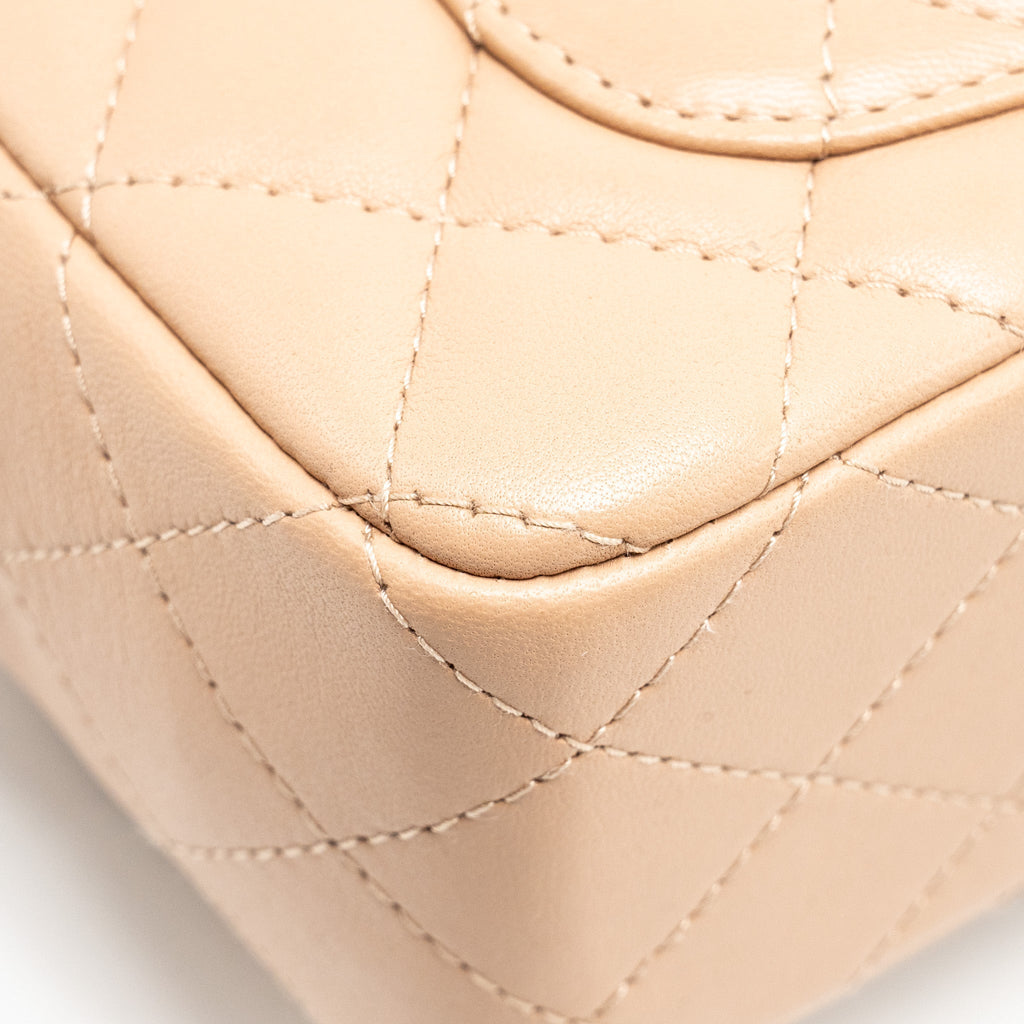Chanel Mini Rectangular Flap Bag Lambskin Light Beige L (microchip)