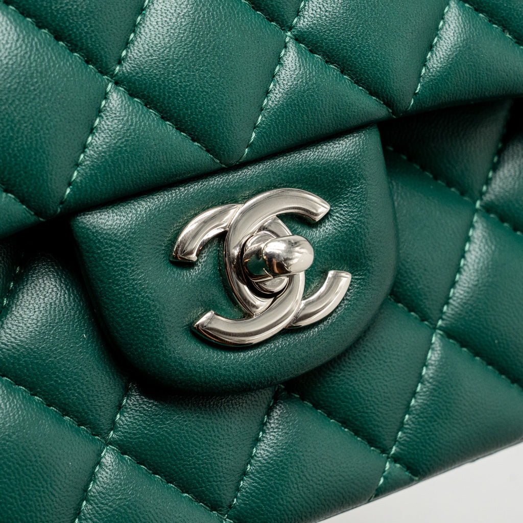 Chanel Medium Classic double flap bag lambskin green