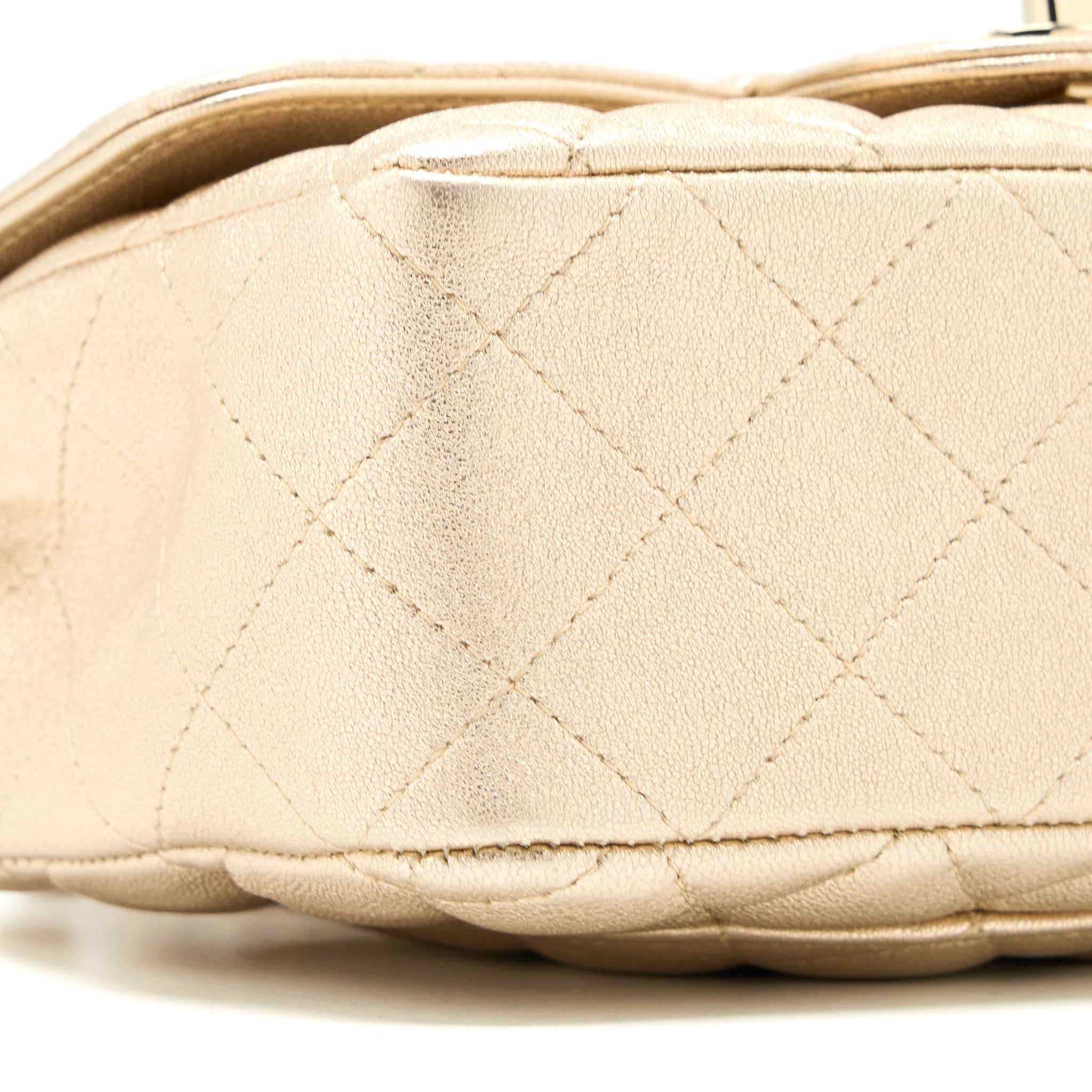 Chanel 21P Mini Rectangular Flap Bag Grained Lambskin Gold L