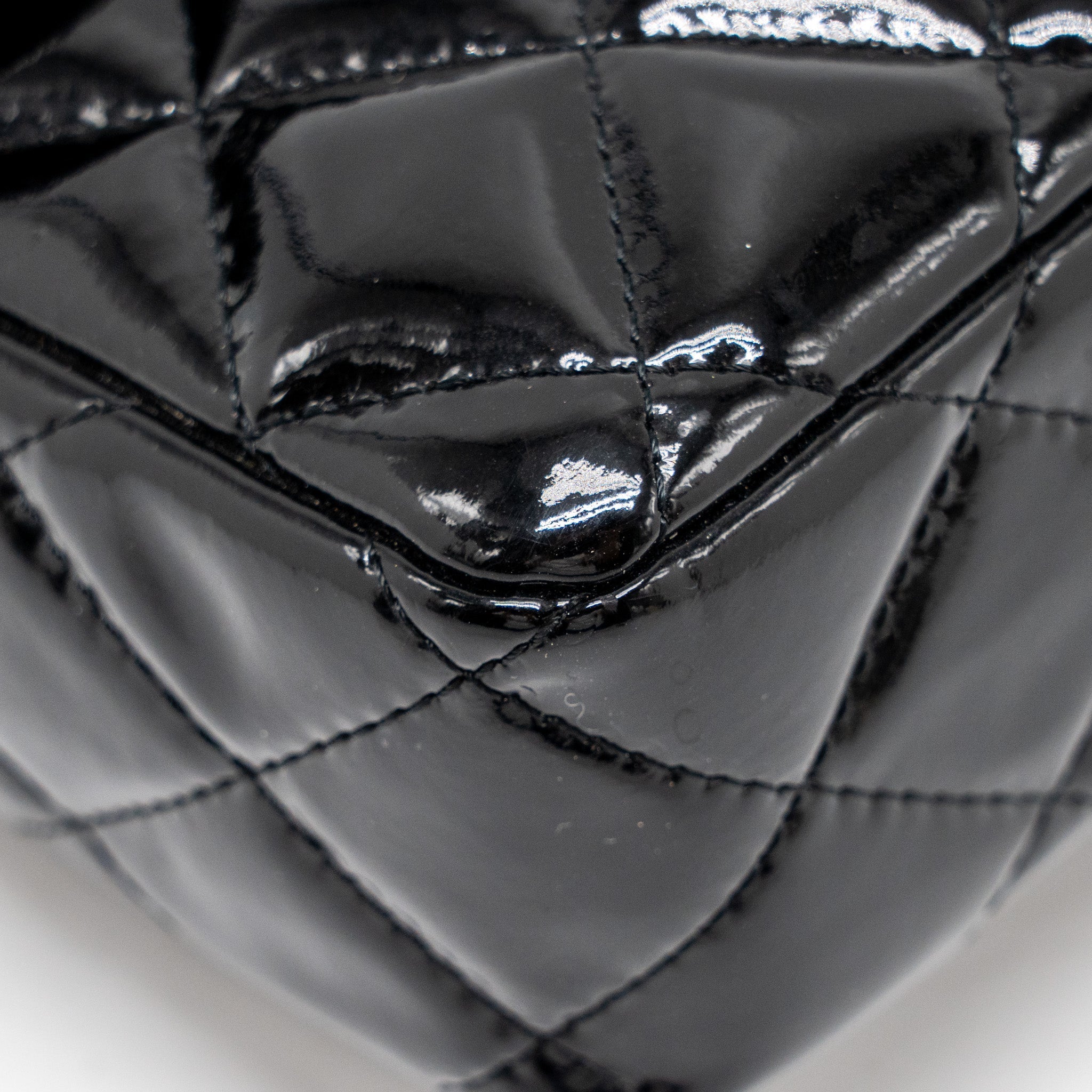 Chanel East West Flap Shoulder Bag Patent Leather Black