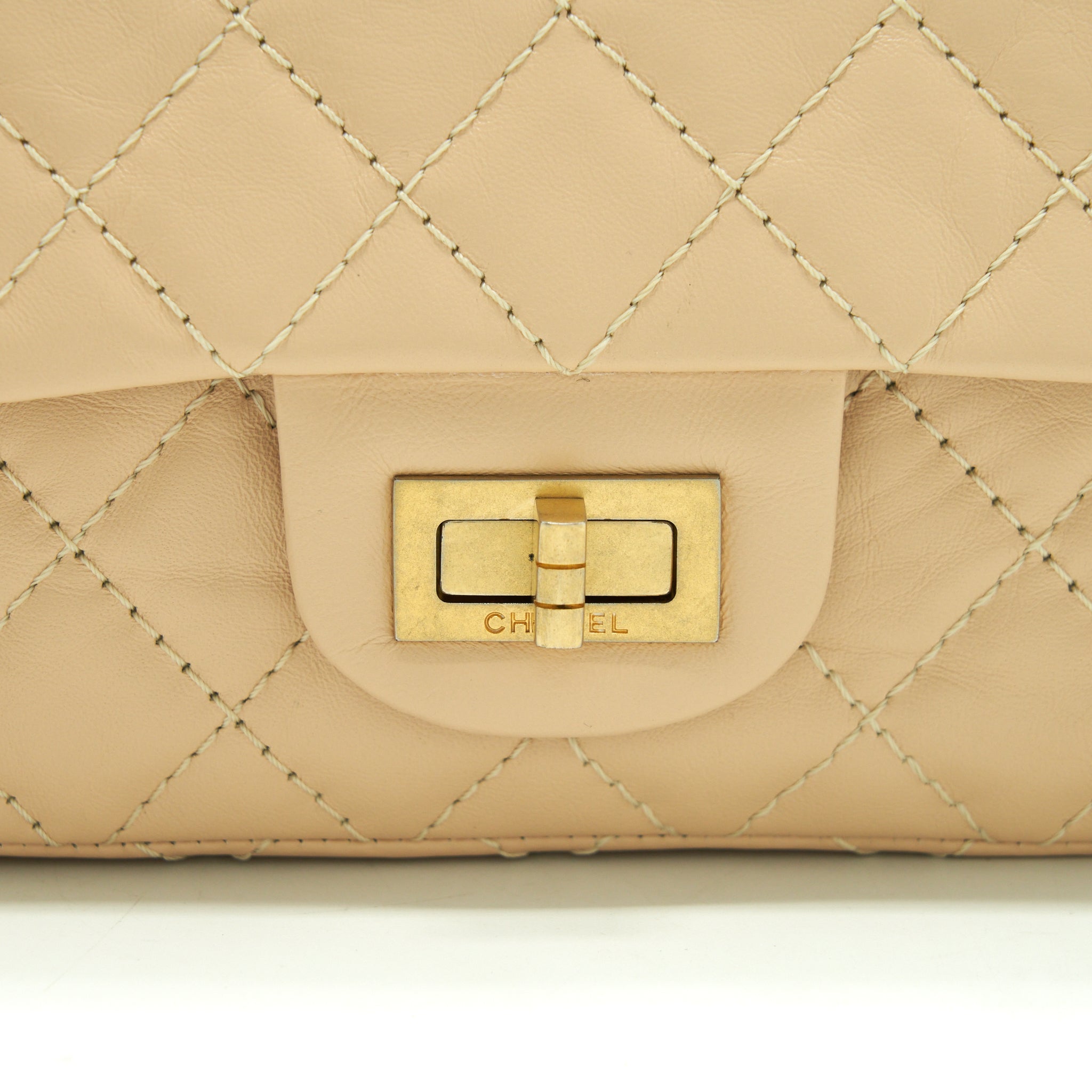 Chanel 2.55 225 Reissue Double Flap Bag Calfskin Light Beige