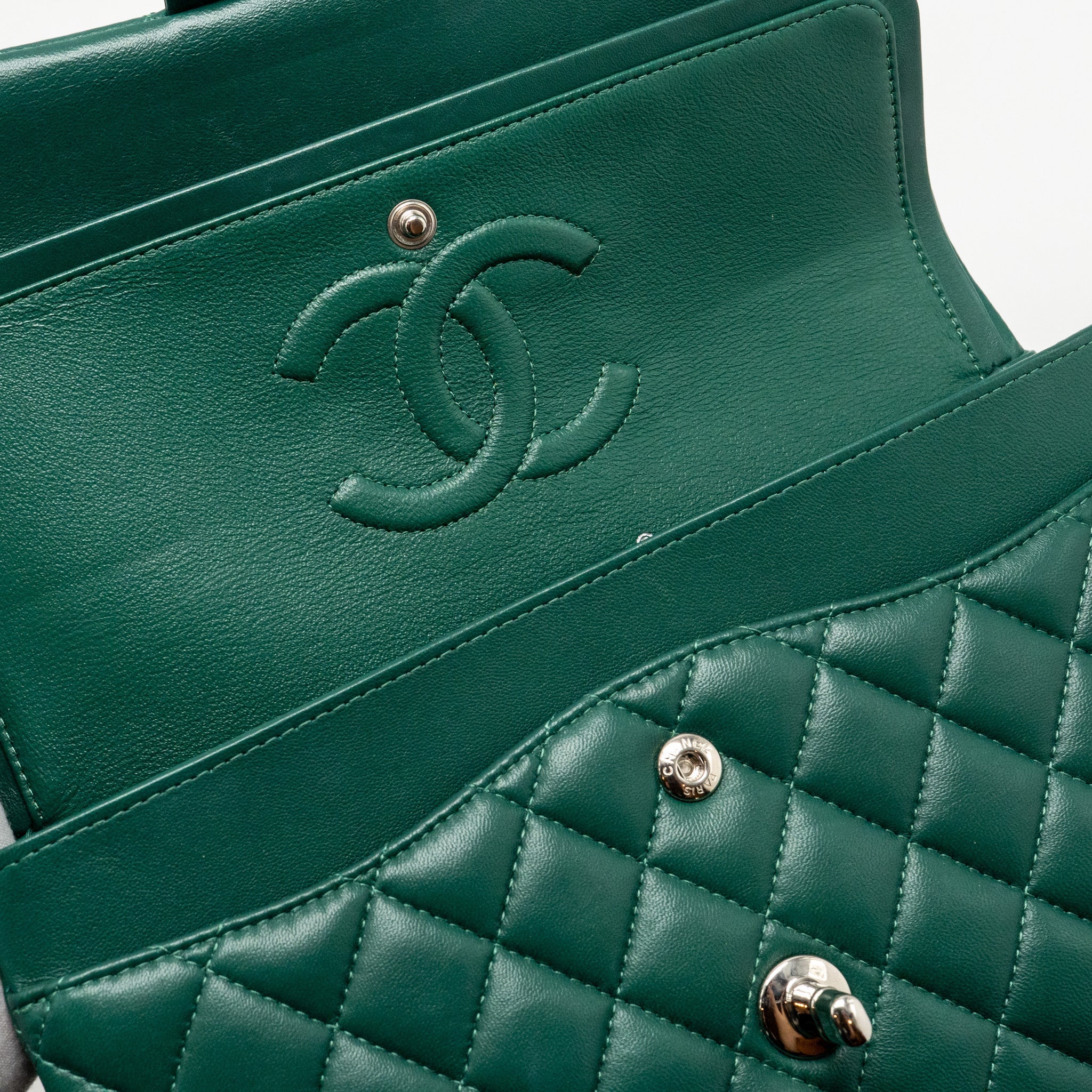 Chanel Medium Classic double flap bag lambskin green