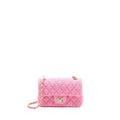 Chanel Mini Rectangular Flap Bag Tweed Pink L (Microchip)