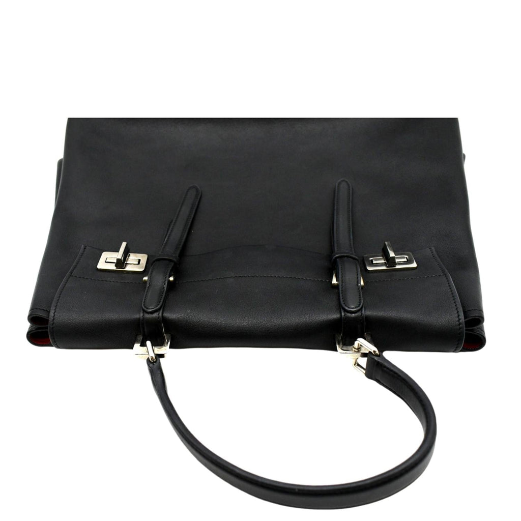 PRADA 2way Leather Tote Shoulder Bag Black BN2815