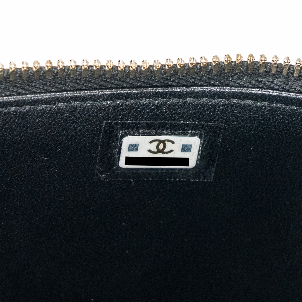 Chanel Top Handle Long Vanity With Chain Lambskin Black L(Microchip)