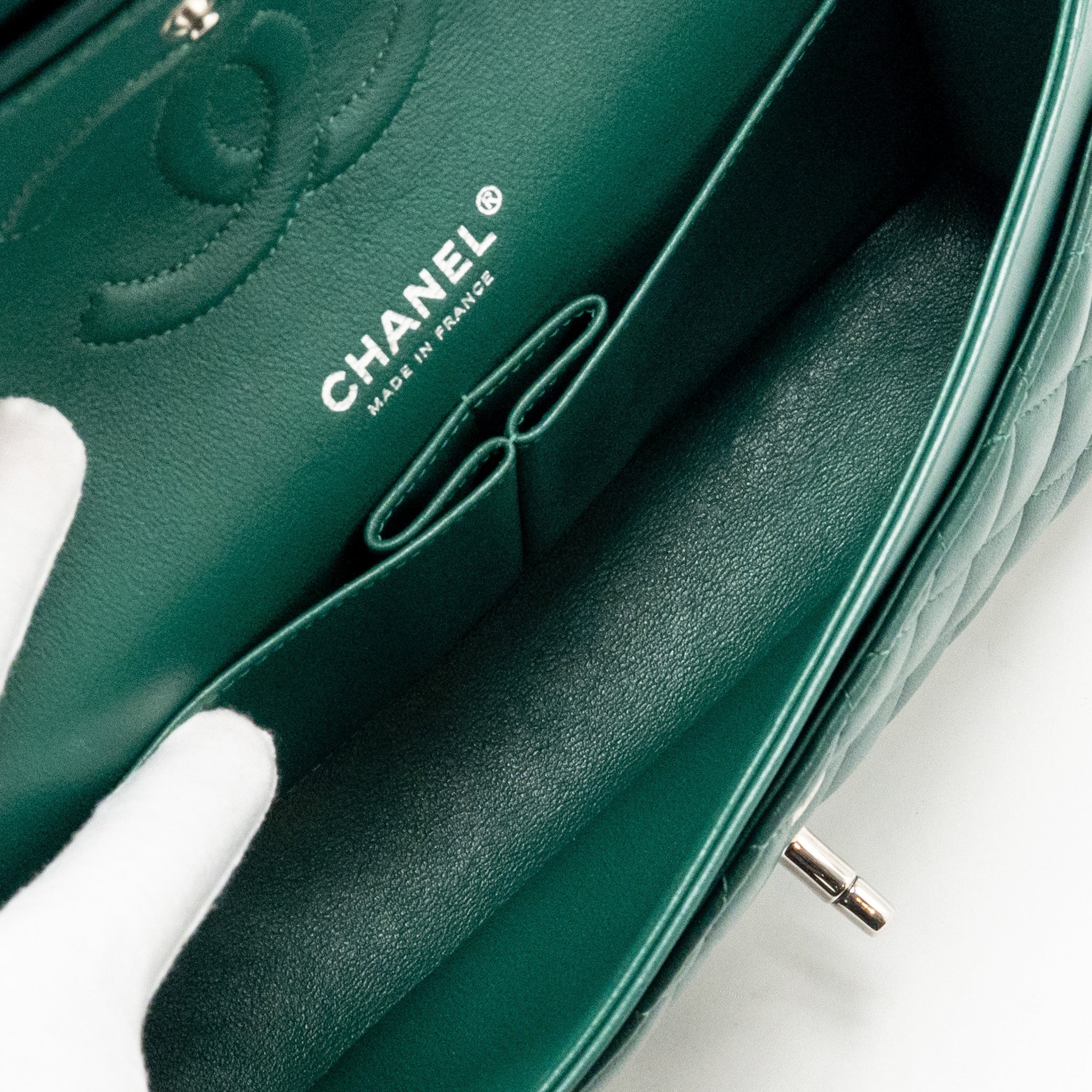 Chanel Medium Classic double flap bag lambskin green