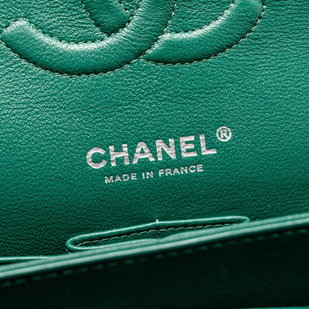 Chanel Medium Classic double flap bag lambskin green