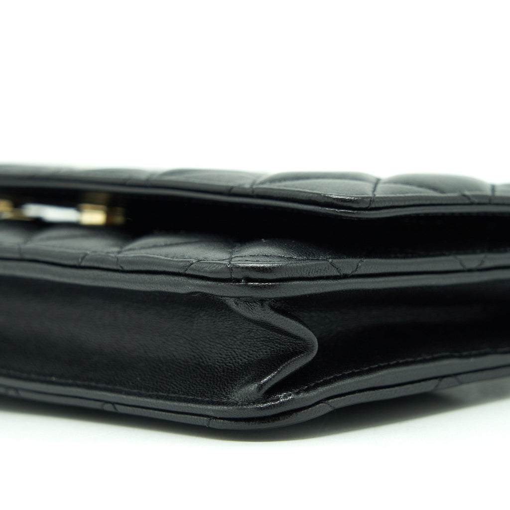 Chanel Ribbon Wallet On Chain Lambskin Black L