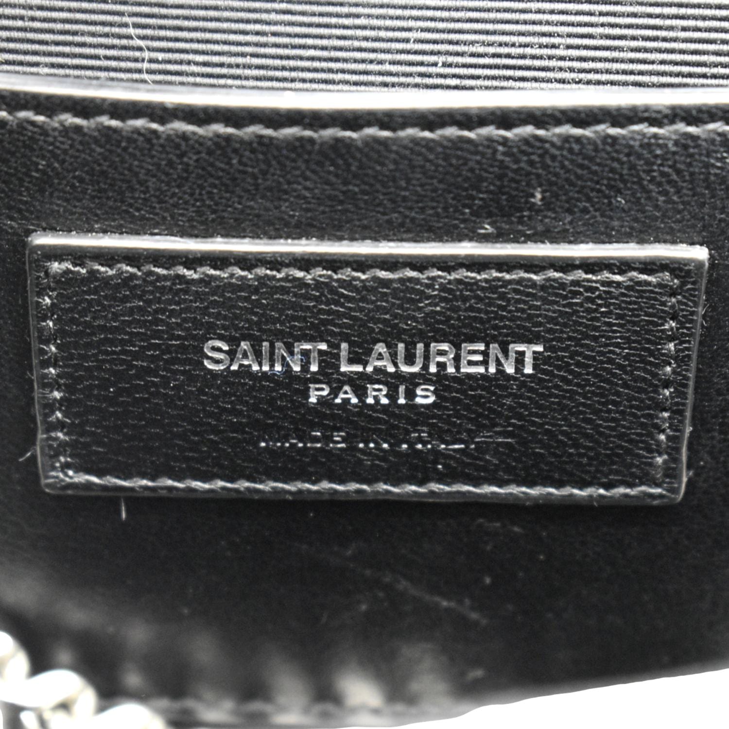 YVES SAINT LAURENT Kate Crocodile Embossed Leather Shoulder Bag Black