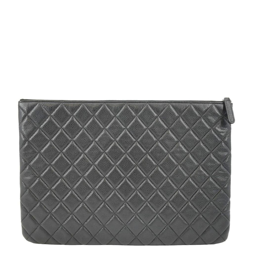CHANEL Classic O-Case Caviar Leather Zip Pouch Black