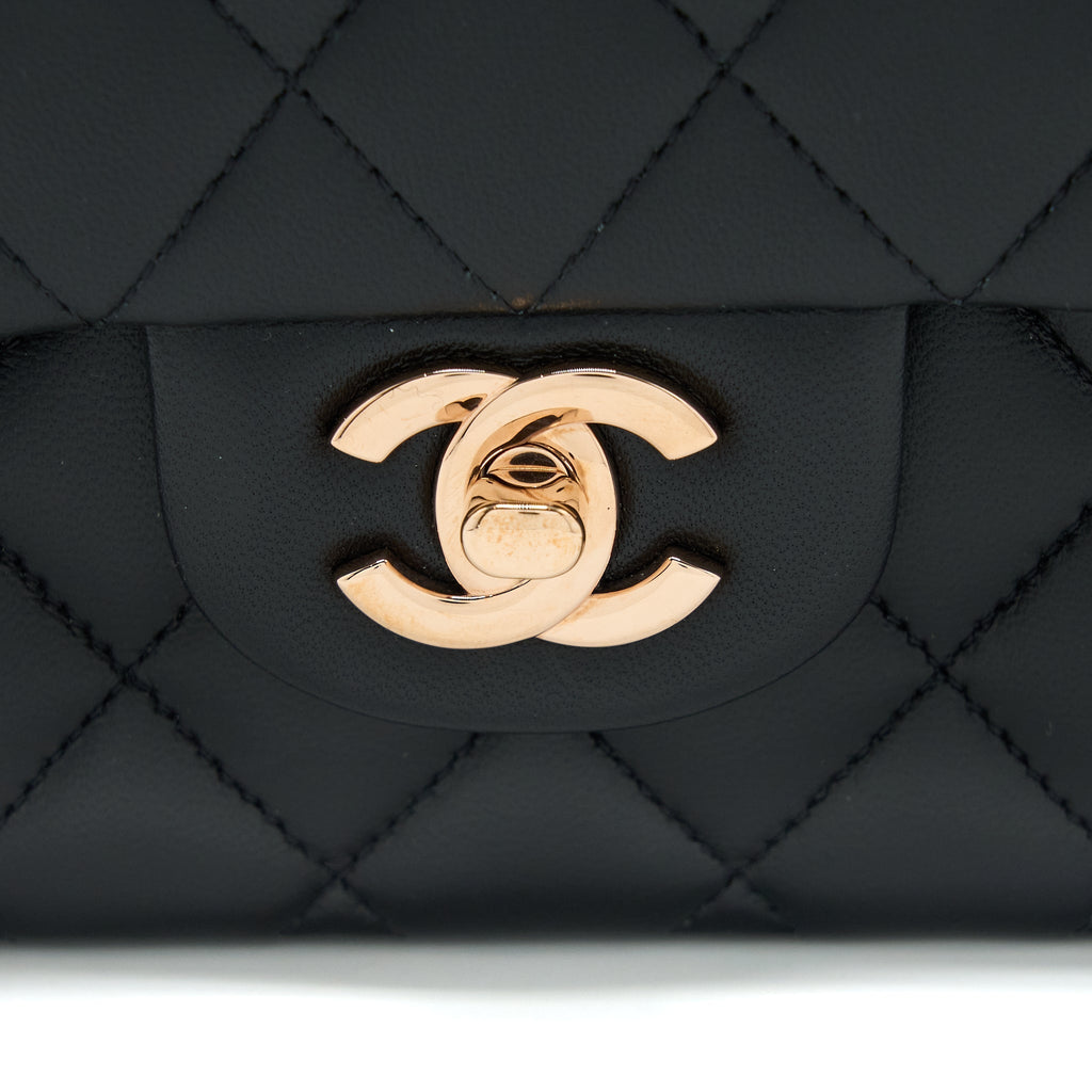 Chanel Medium Classic Flap Bag Lambskin Black R (Microchip)