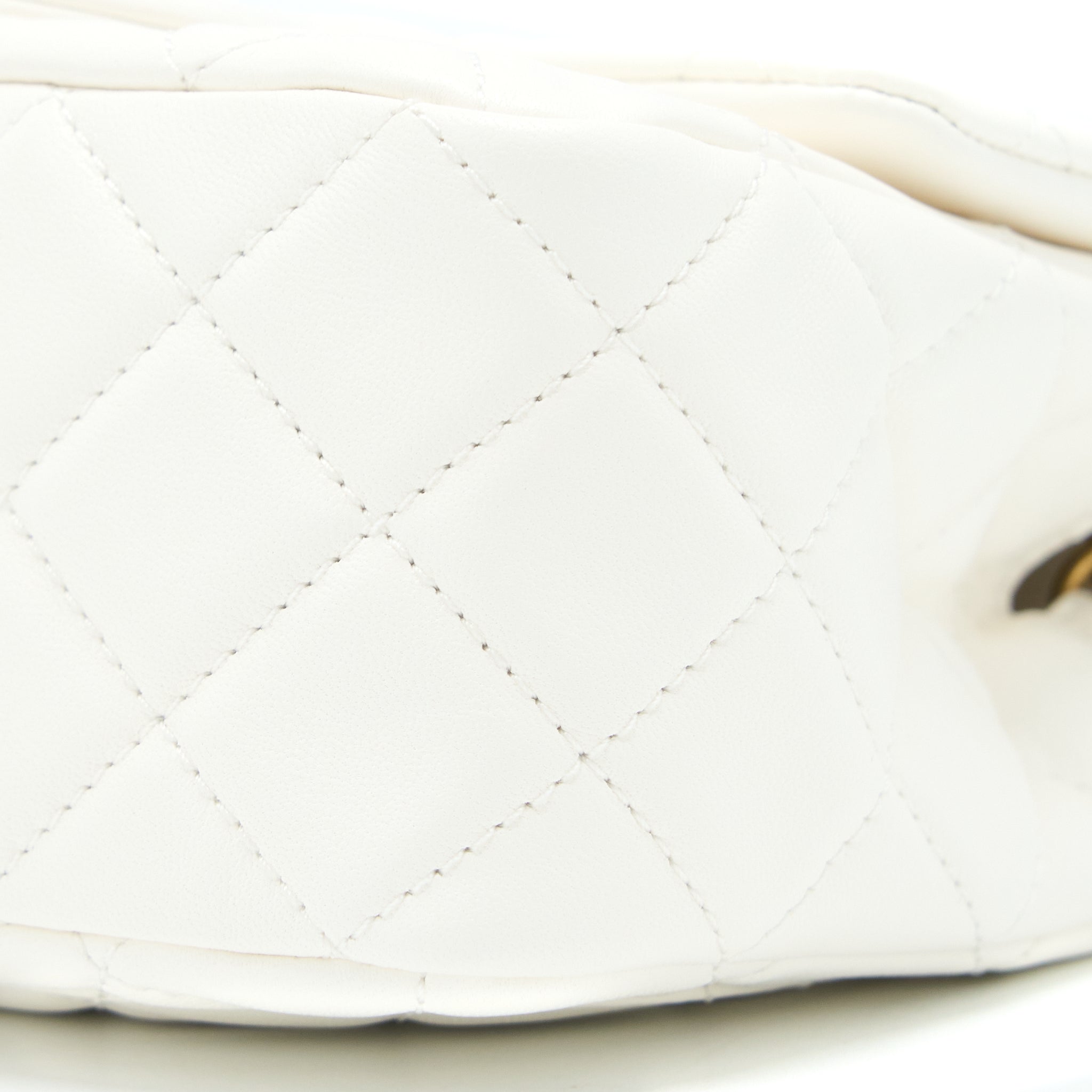 Chanel Pearl Crush Mini Square Flap Bag Lambskin White (Microchip)