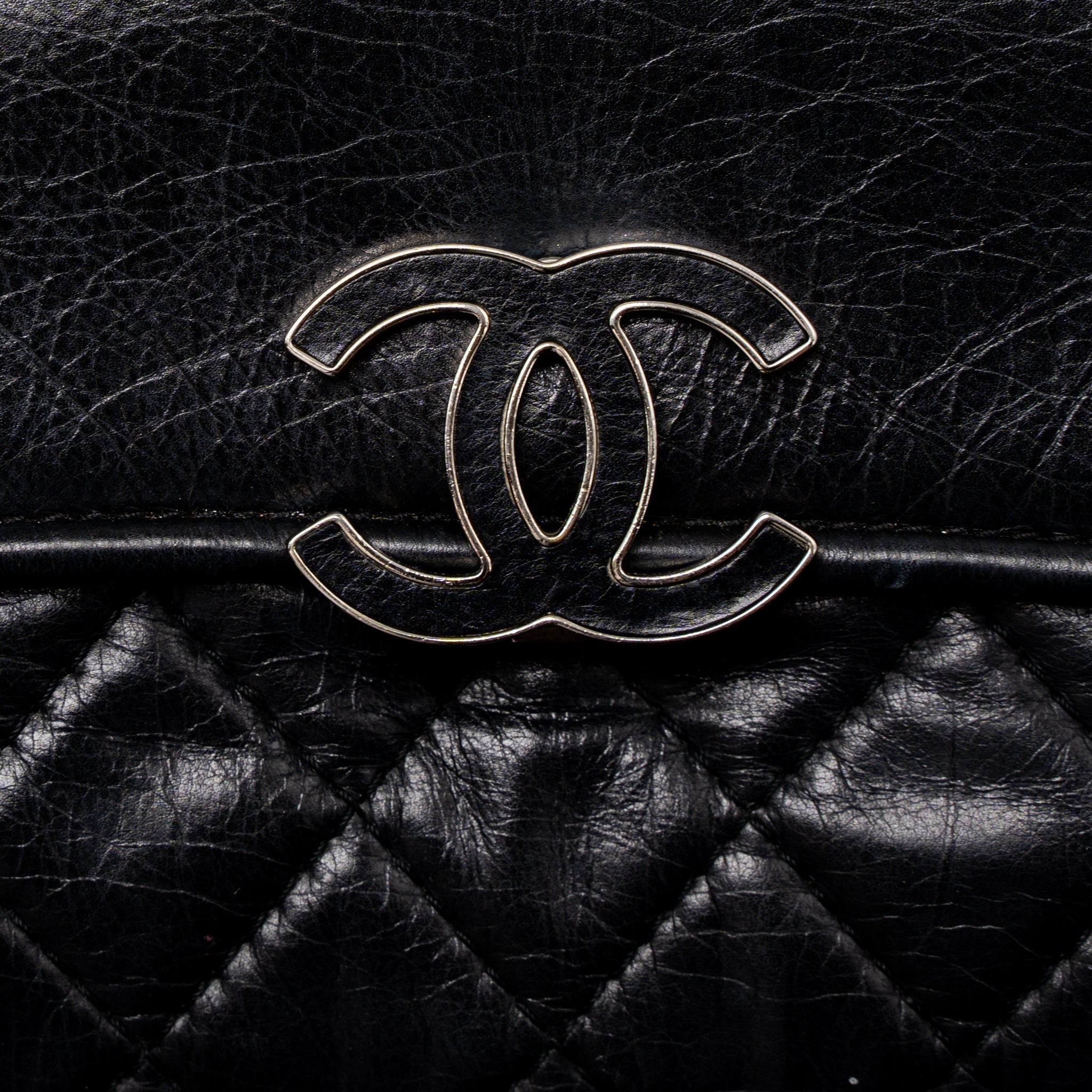 Chanel Giant CC Logo Bag Calfskin Navy