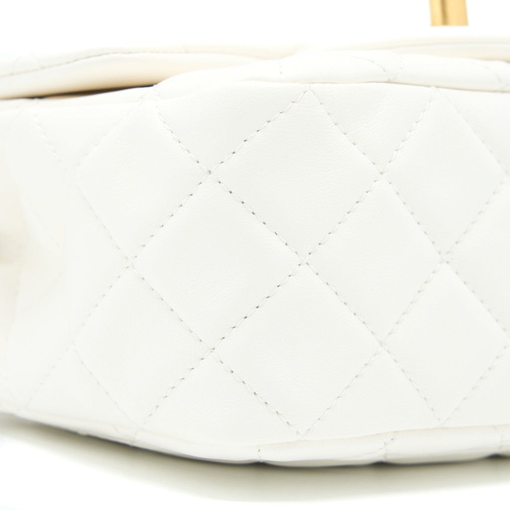 Chanel Pearl Crush Mini Square Flap Bag Lambskin White (Microchip)