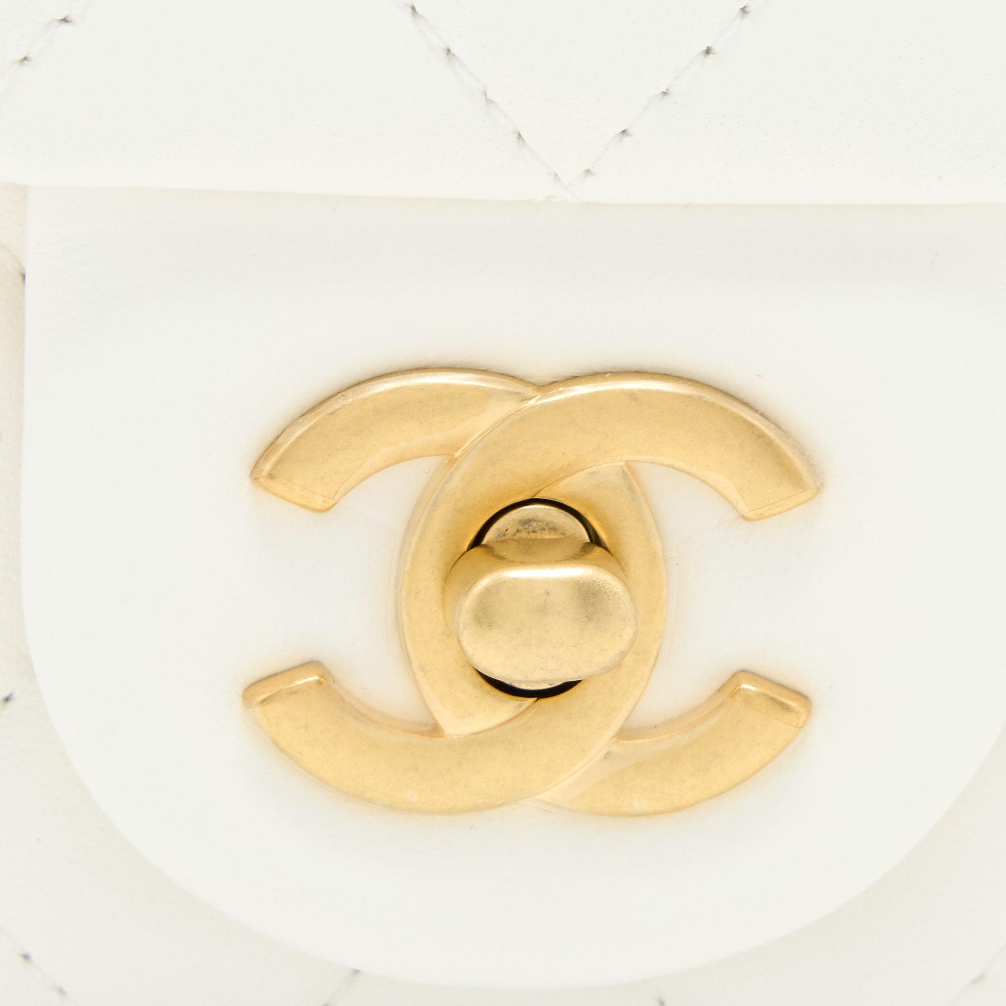Chanel Pearl Crush Mini Square Flap Bag Lambskin White (Microchip)