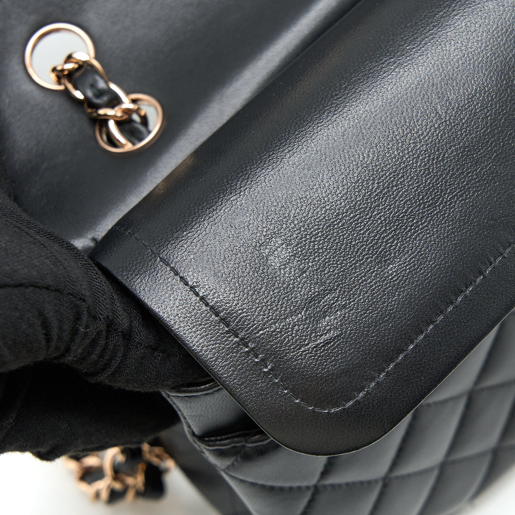 Chanel Medium Classic Flap Bag Lambskin Black R (Microchip)