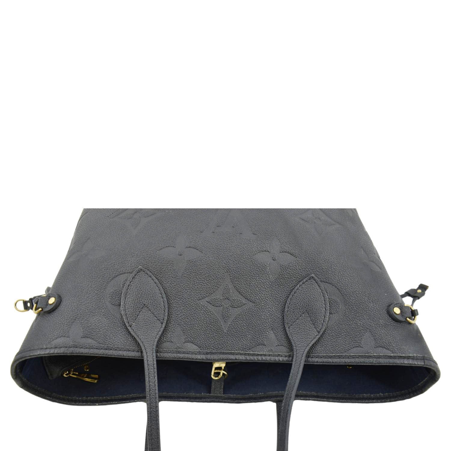 LOUIS VUITTON Neverfull MM Empreinte Leather Tote Shoulder Bag Black