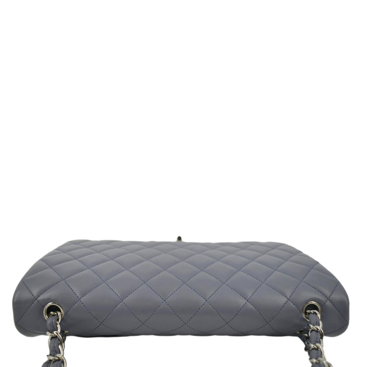CHANEL Classic Maxi Double Flap Quilted Lambskin Leather Shoulder Bag Light Purple