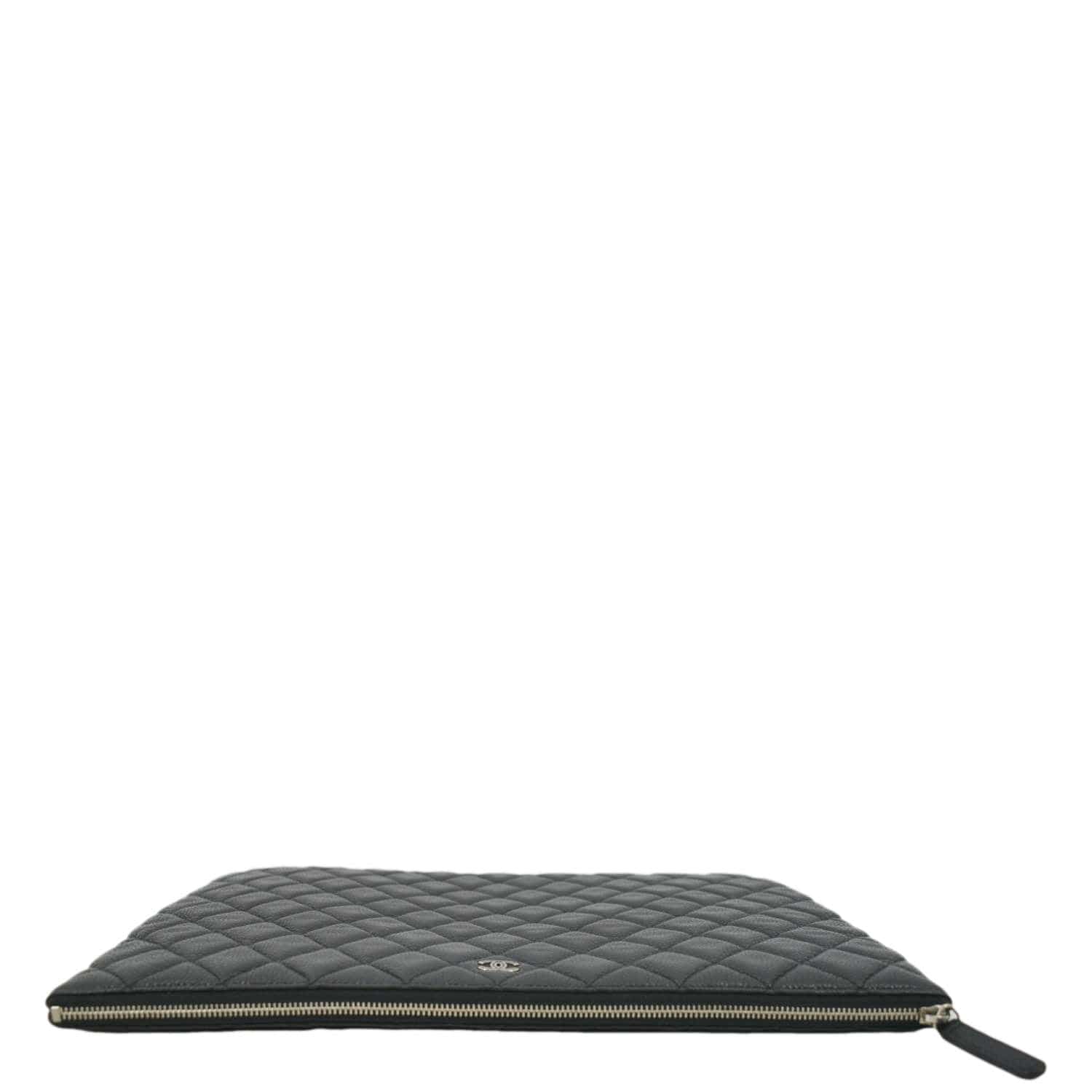 CHANEL Classic O-Case Caviar Leather Zip Pouch Black
