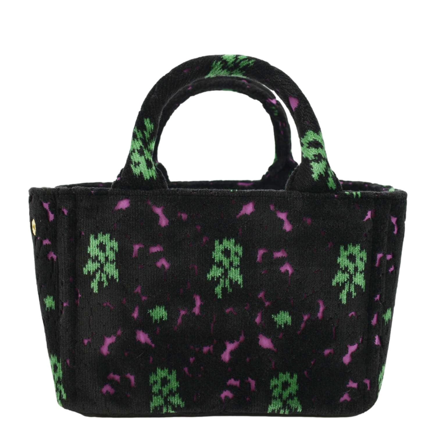 PRADA Small Top Handle Velvet Shoulder Bag Black
