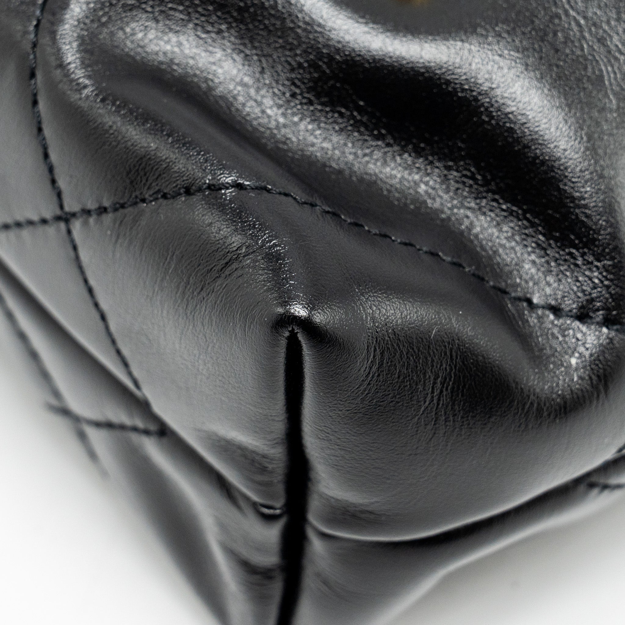 Chanel Mini 22 Bag Shiny Calfskin Black  (microchip)
